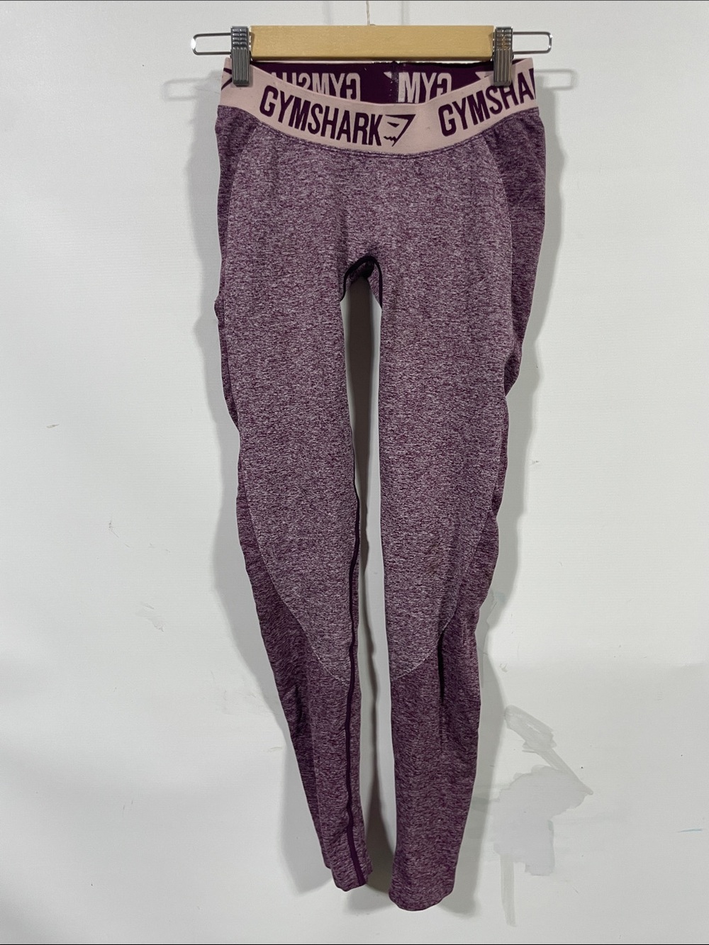 Gymshark Purple Heather Seamless Leggings with Pink Branded Waistband